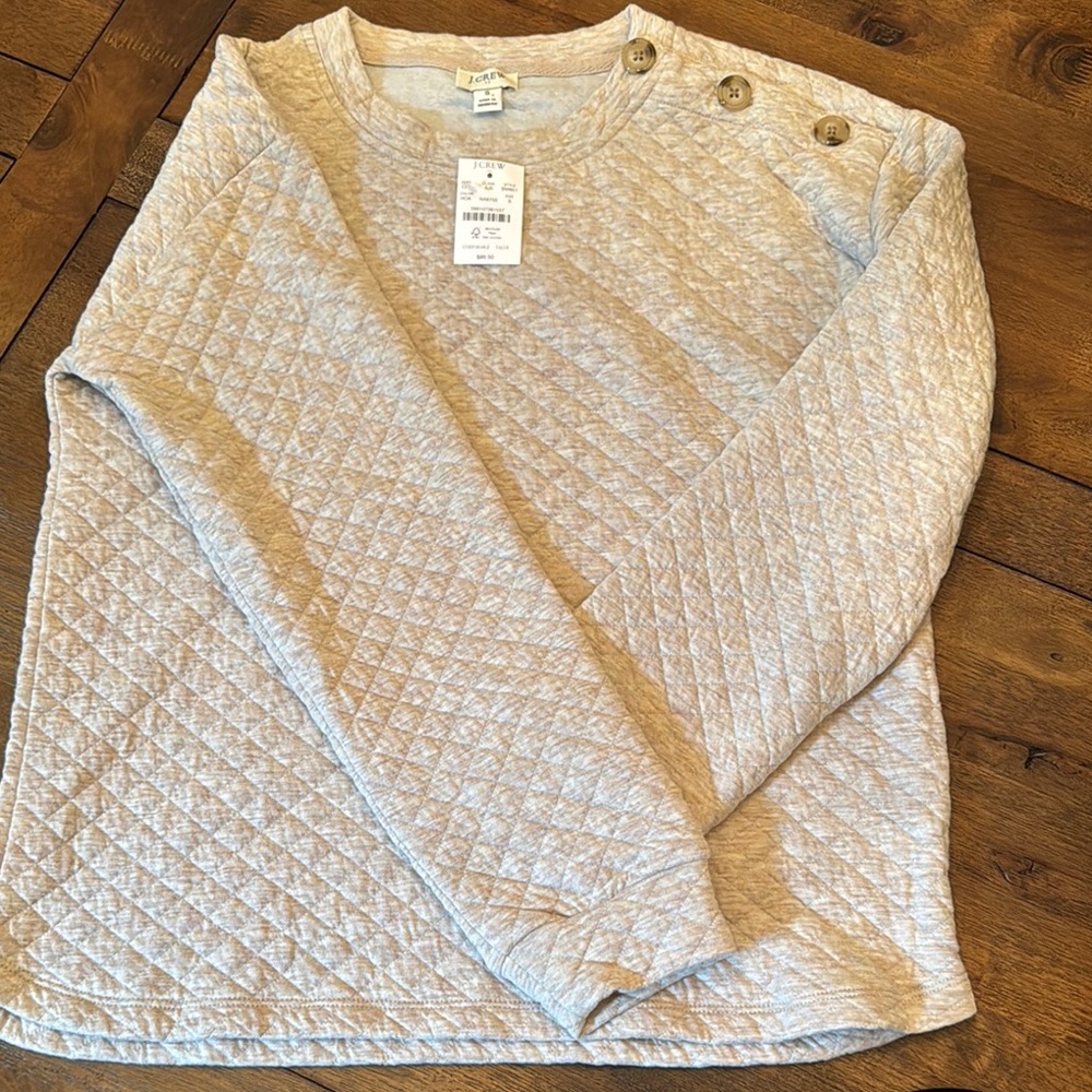 ✅ CLOSET CLOSING SOON NWT J. Crew Factory Quilted Button Neck Sweatshirt